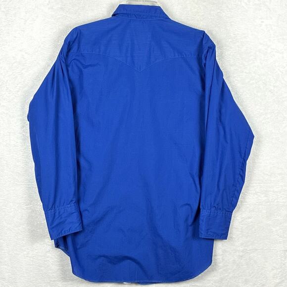 VTG 60s H Bar C Ranchwear Western Pearl Snap Shirt Mens 16-33 (L) Blue USA - Picture 3 of 7